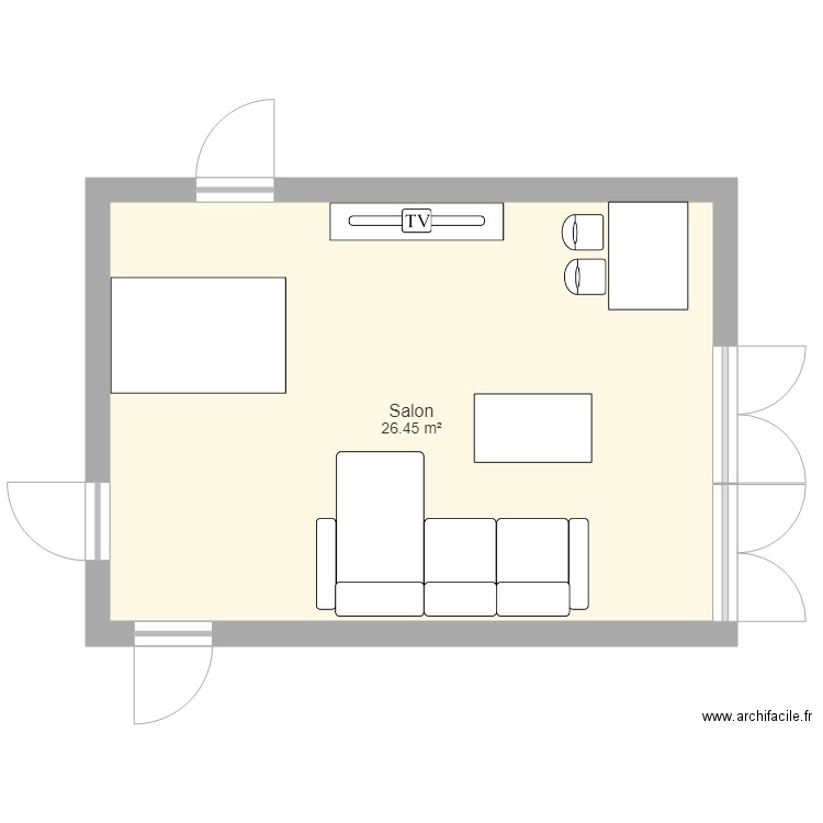 Salon 27m2  villa gabriella Plan  1 pi ce 26 m2 dessin  