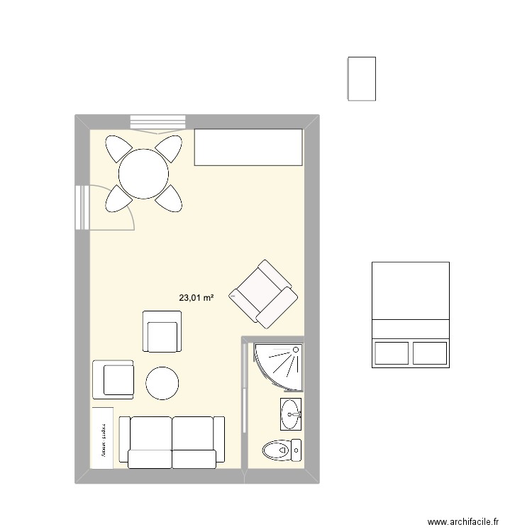 Guynemer 21. Plan de 1 pièce et 23 m2