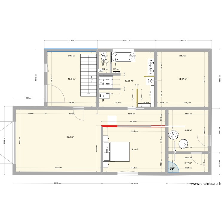 Plan RDC Pibrac à jour SDB V2. Plan de 8 pièces et 102 m2