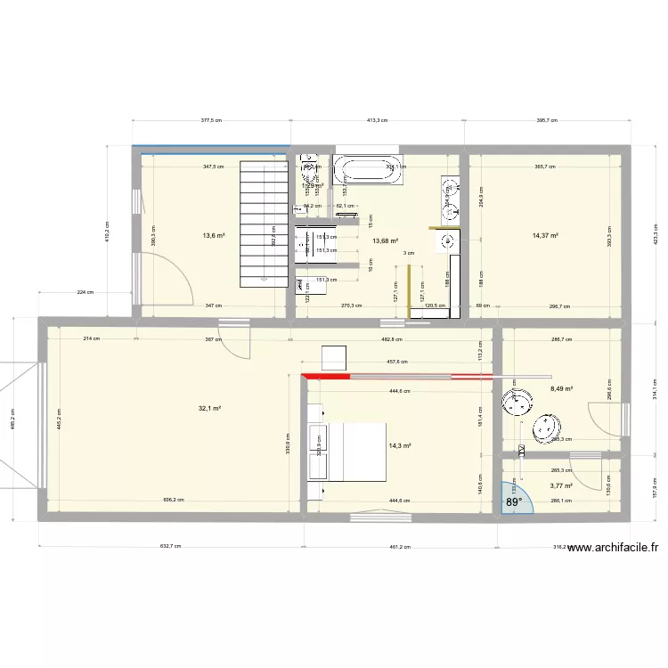 Plan RDC Pibrac &agrave; jour SDB V2. Plan de 