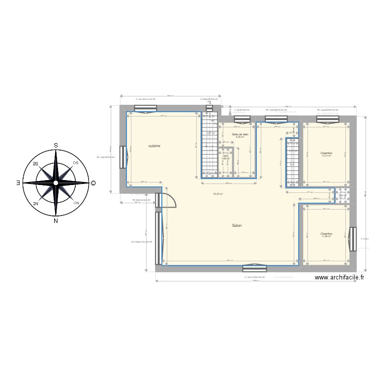 feuillerat . Plan de 23 pièces et 357 m2