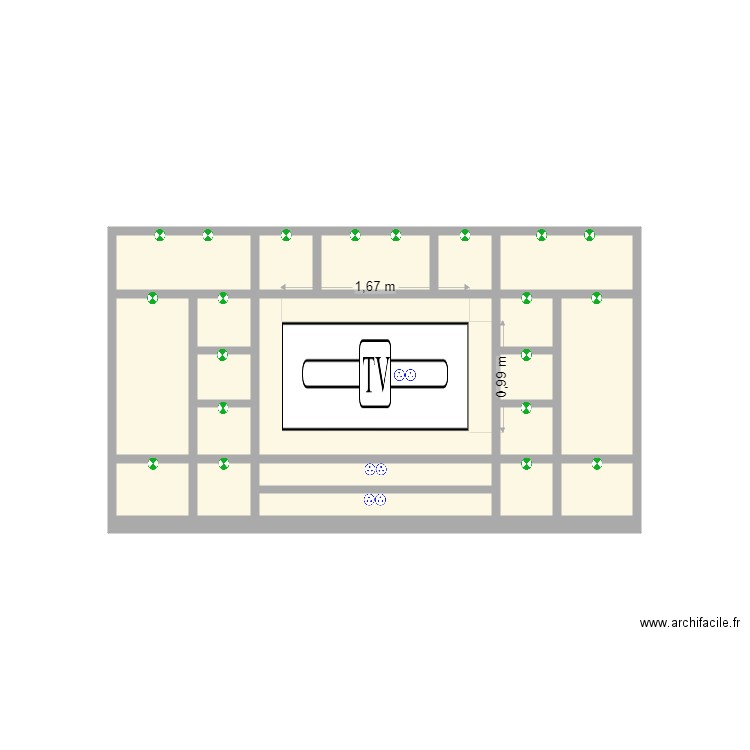 plan futur meuble TV. Plan de 20 pièces et 10 m2