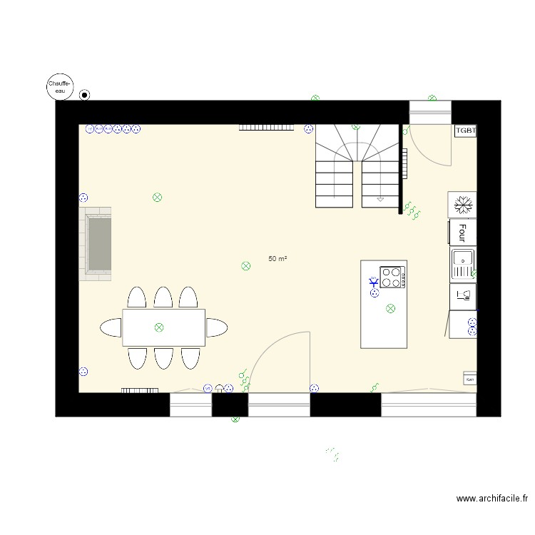 la minotais. Plan de 1 pièce et 50 m2