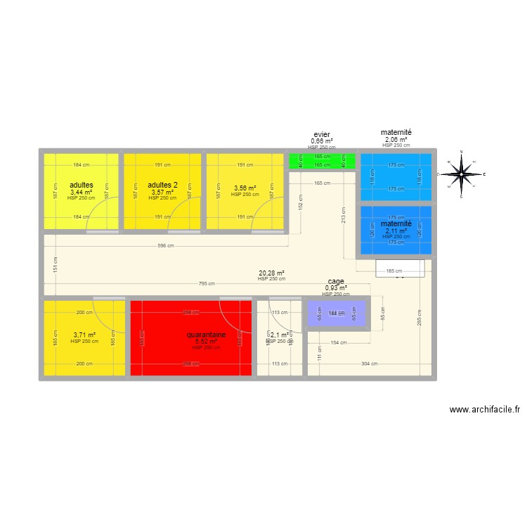 chatterie Remy. Plan de 11 pièces et 48 m2