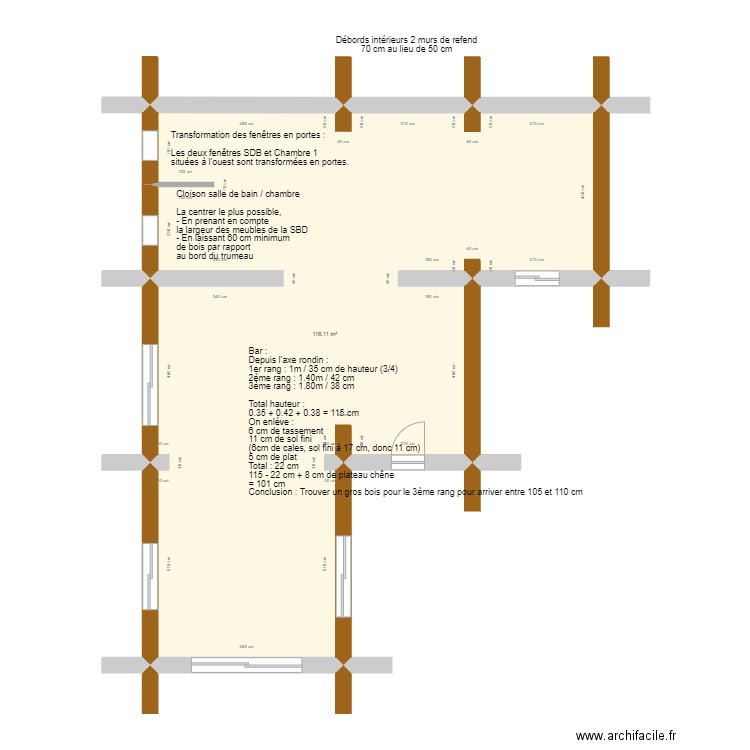 Plan T1.2 centre équestre. Plan de 1 pièce et 116 m2