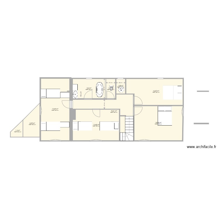 La Poupeliniere Comble. Plan de 10 pièces et 84 m2