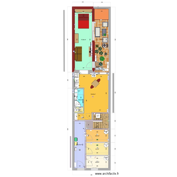RDC V3. Plan de 11 pièces et 80 m2
