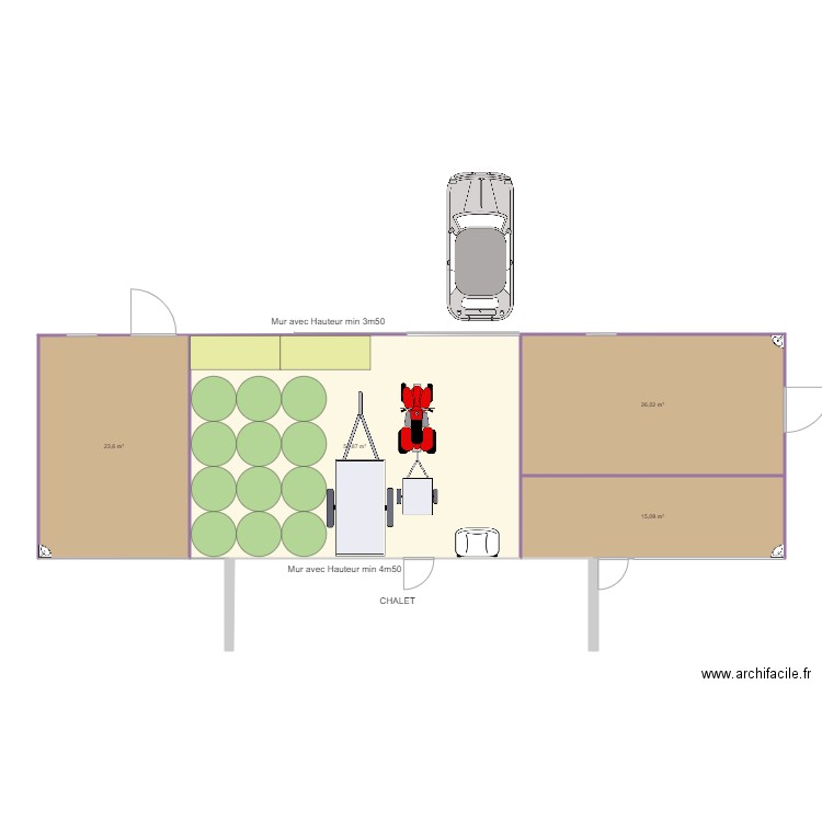 Hangar Abris V3. Plan de 4 pièces et 117 m2