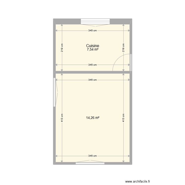 maison. Plan de 2 pièces et 22 m2