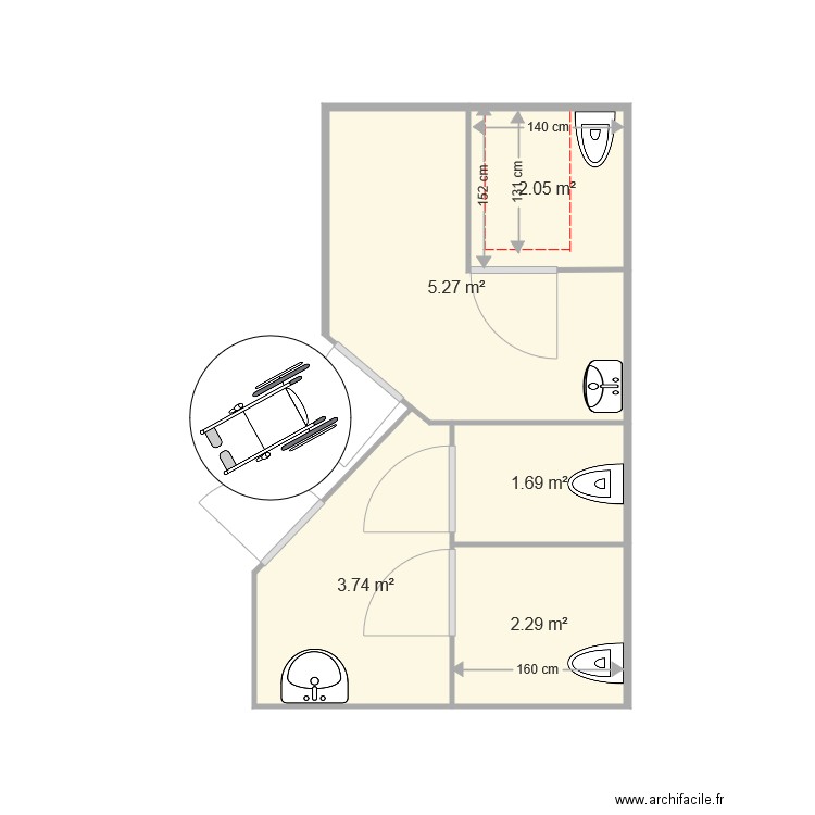 TOILETTES. Plan de 0 pièce et 0 m2