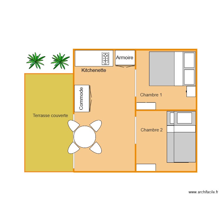 Bungalow toilé . Plan de 0 pièce et 0 m2