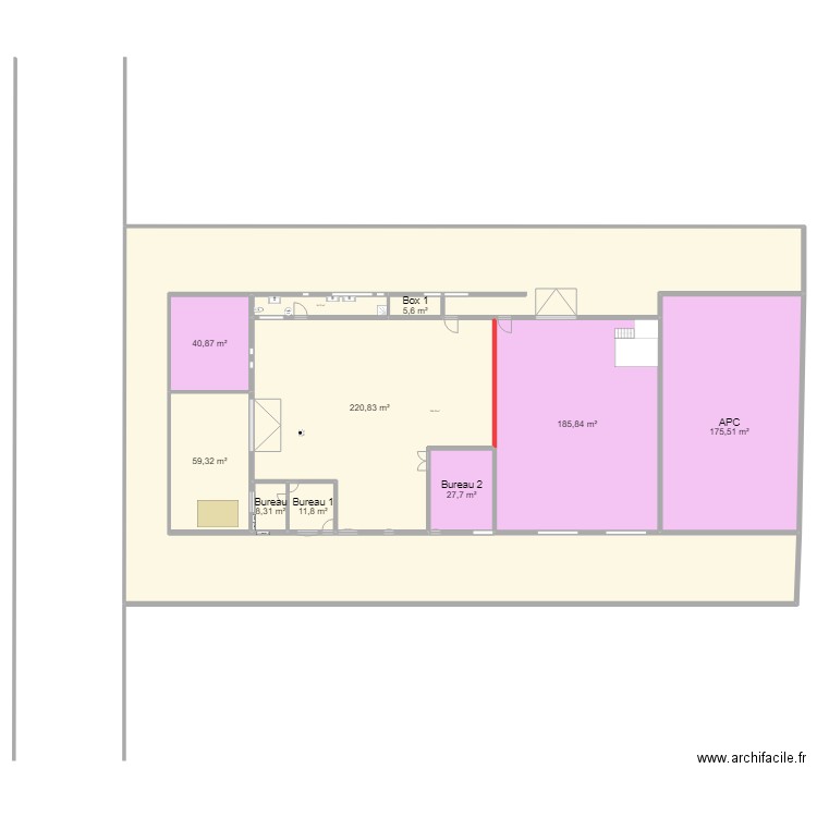 Hangar version 2. Plan de 11 pièces et 1316 m2