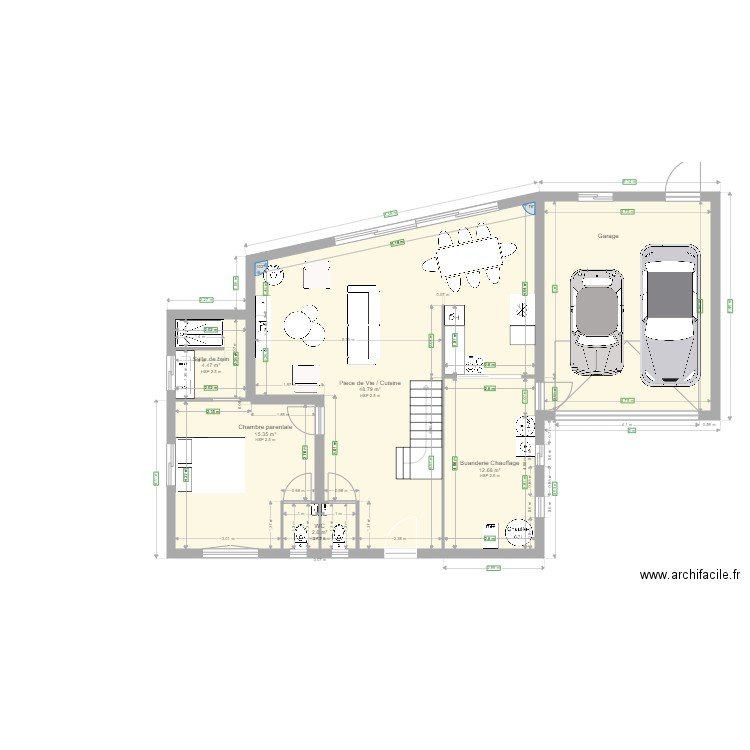 Projet MCP3. Plan de 13 pièces et 166 m2