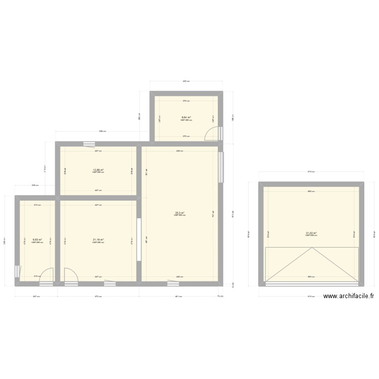 Avant Annexe. Plan de 6 pièces et 120 m2