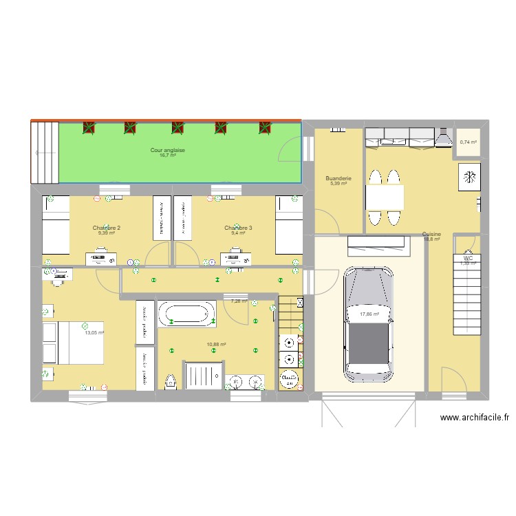 Maison sous sol Projet avec appart. Plan de 11 pièces et 111 m2