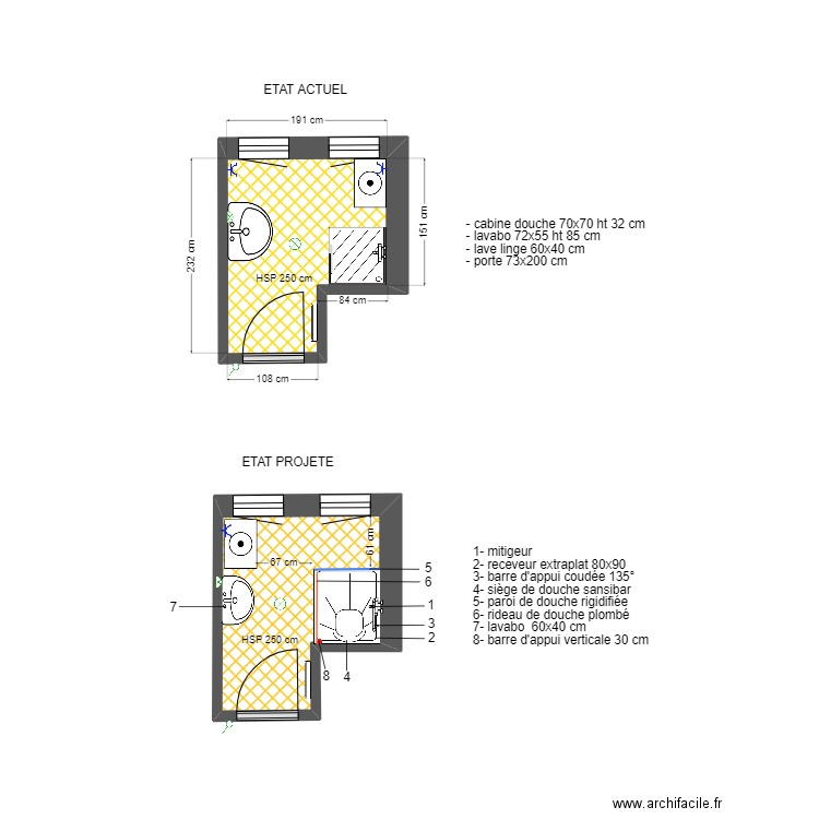 APA ROUX. Plan de 2 pièces et 7 m2