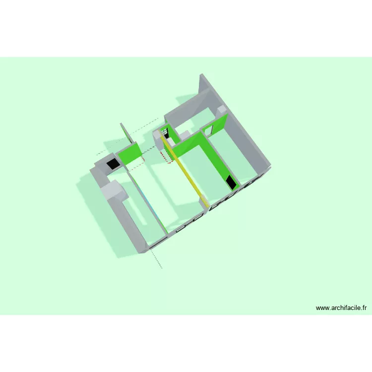 mesures murs et poteaux. Plan de 1  et 1 m²