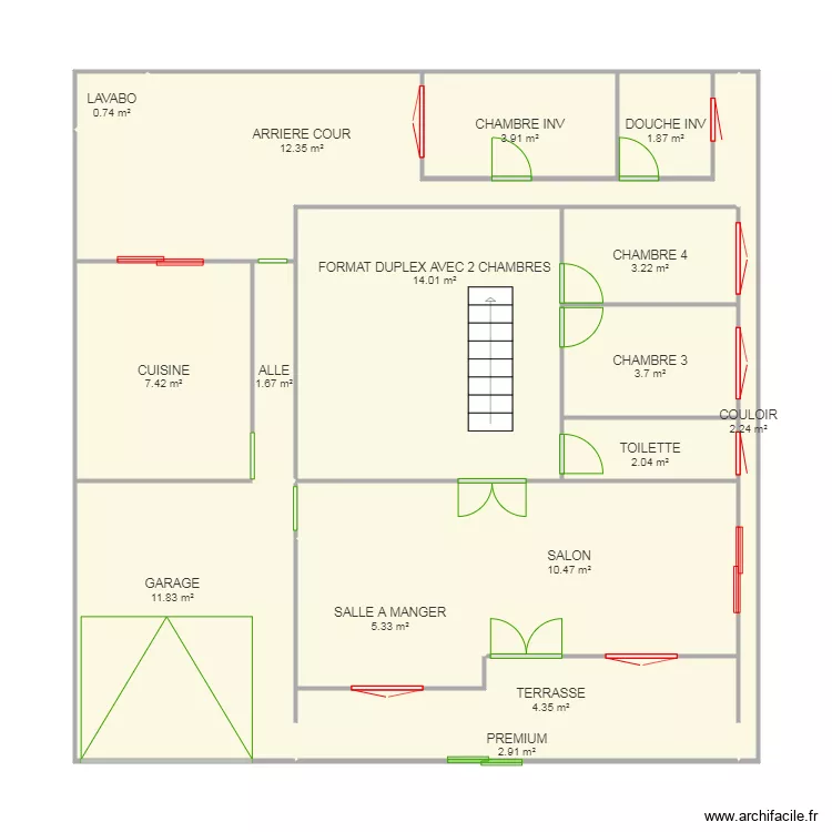 VILLA DUPLEX DE LUXE. Plan de 