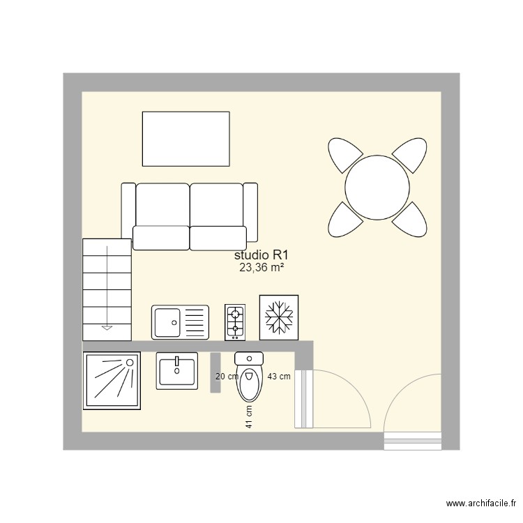 23M2 STUDIO R1. Plan de 0 pièce et 0 m2
