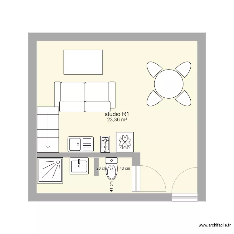 23M2 STUDIO R1. Plan de 23M2 STUDIO R1. Plan de