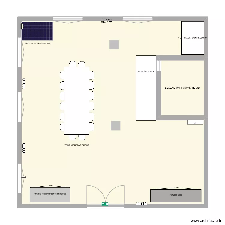 FAB LAB. Plan de 2  et 92 m²