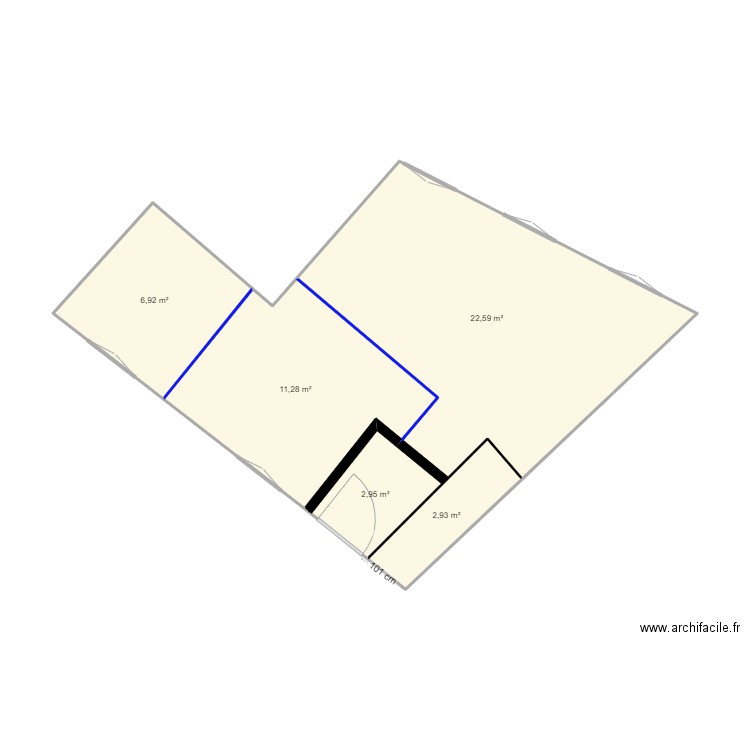 Appt 3 cote 3. Plan de 5 pièces et 47 m2