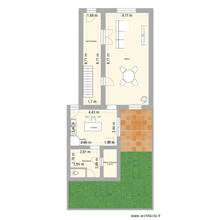 rominet. Plan de 6 pièces et 77 m2
