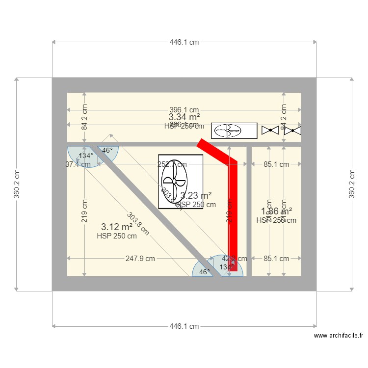 vmc coupe. Plan de 0 pièce et 0 m2