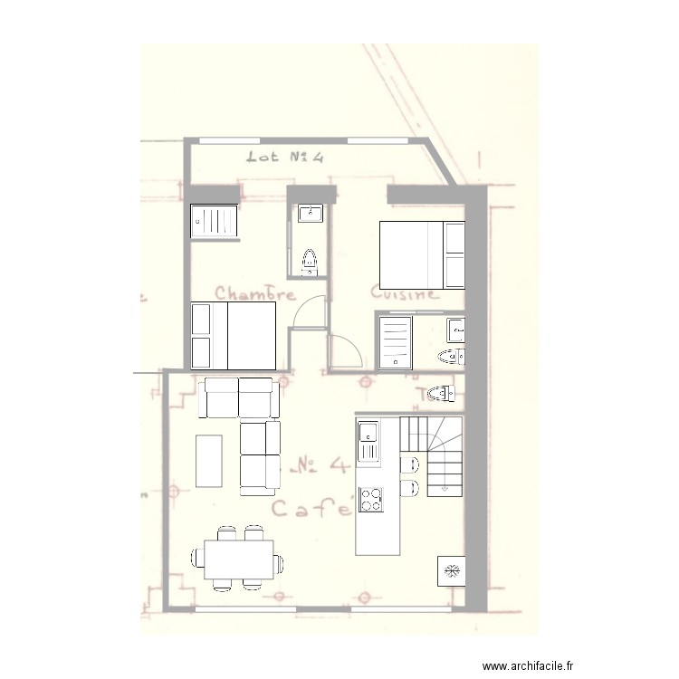 letalle airbnb. Plan de 4 pièces et 67 m2