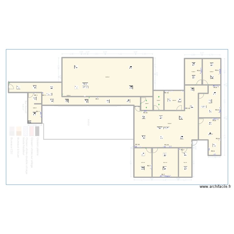 salveti. Plan de 14 pièces et 339 m2