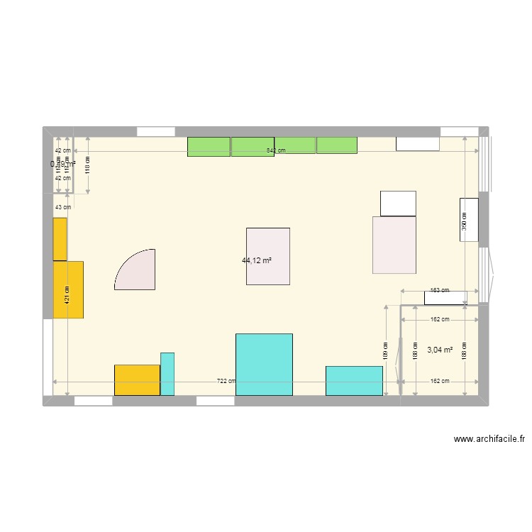 pret mediathèque. Plan de 3 pièces et 48 m2