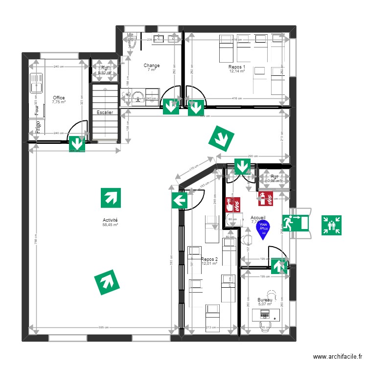 94 Villeneuve le roi 75 calmett Projet Jordan evac. Plan de 16 pièces et 202 m2