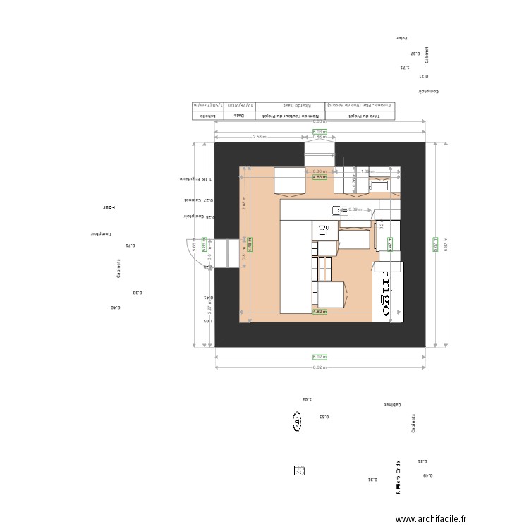 PLAN   CUISINE VUE DESSUS 555555. Plan de 0 pièce et 0 m2