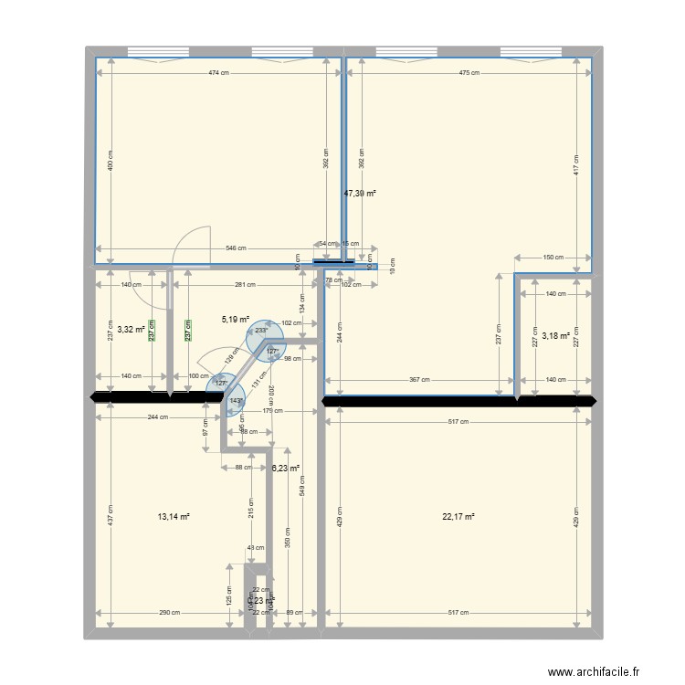 Borghese actuel. Plan de 8 pièces et 101 m2