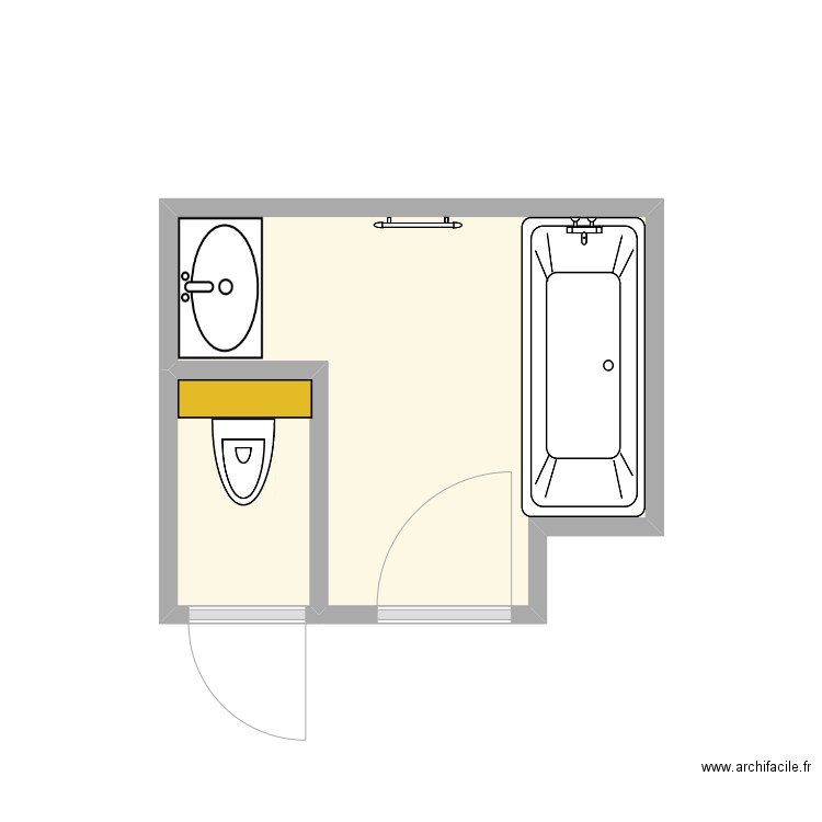 Salle de bain Boutard 2. Plan de 2 pièces et 6 m2