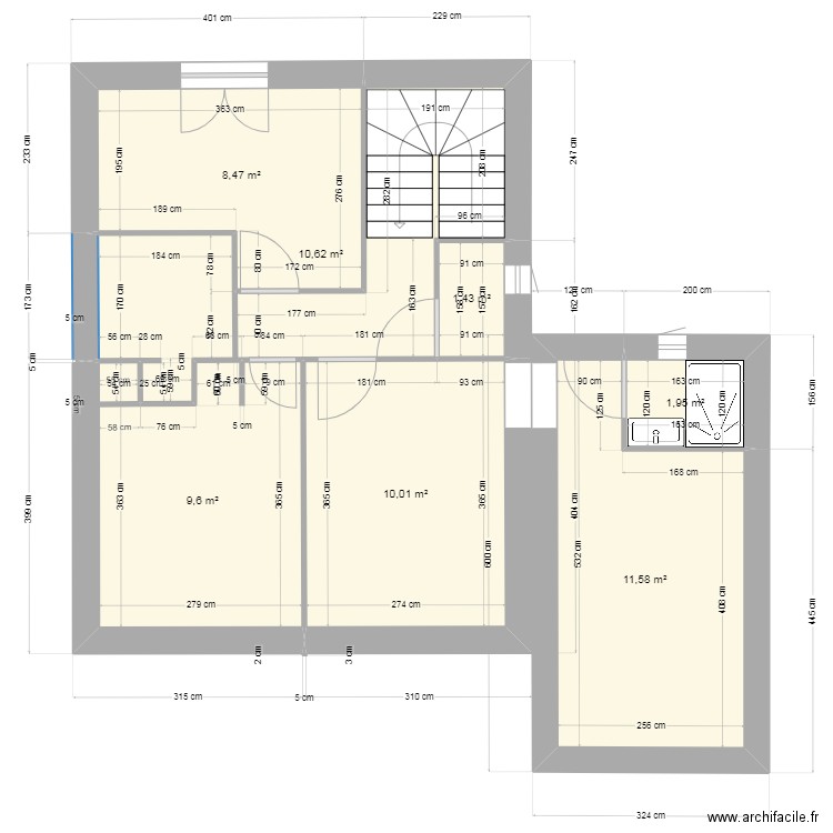MAISON Etage. Plan de 7 pièces et 54 m2