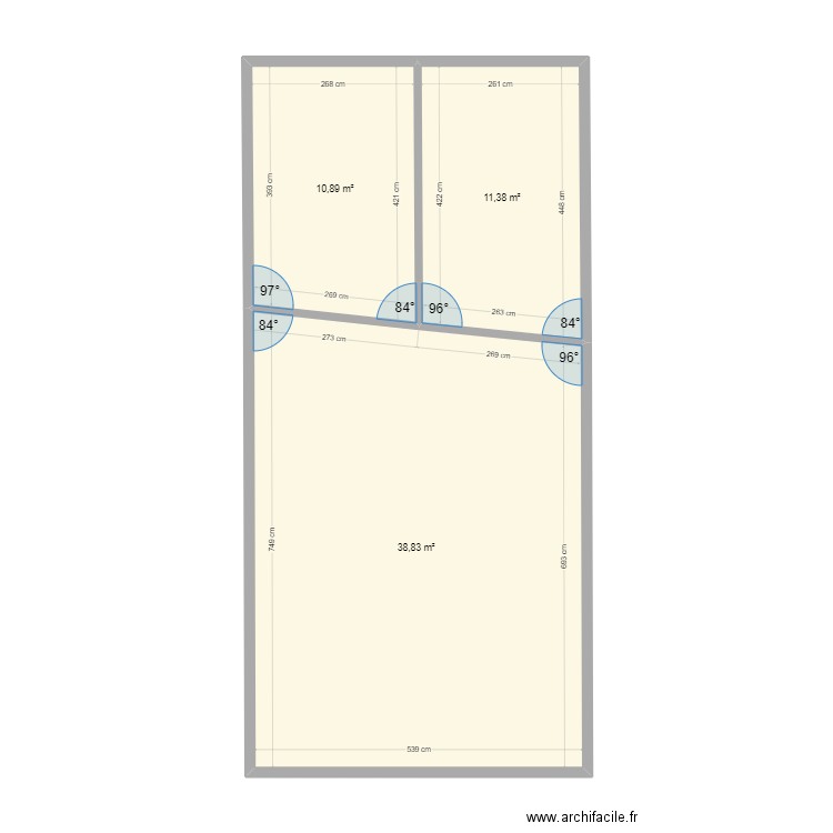 St louis A11. Plan de 3 pièces et 61 m2