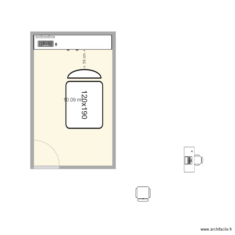 FAUTEUIL. Plan de 1 pièce et 10 m2