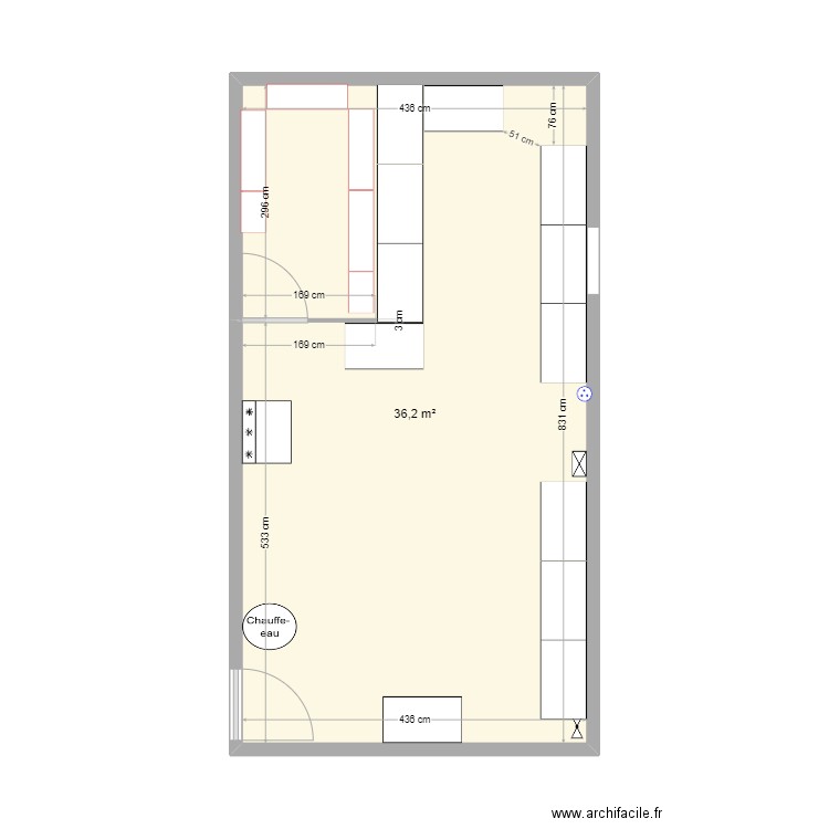 sous sol 17 b. Plan de 1 pièce et 36 m2