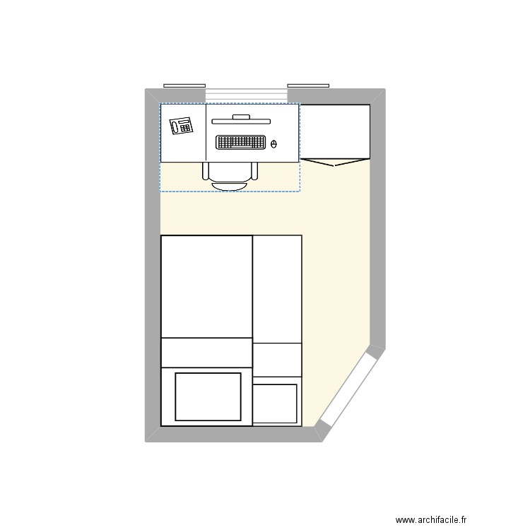 Chambre Lena. Plan de 1 pièce et 7 m2