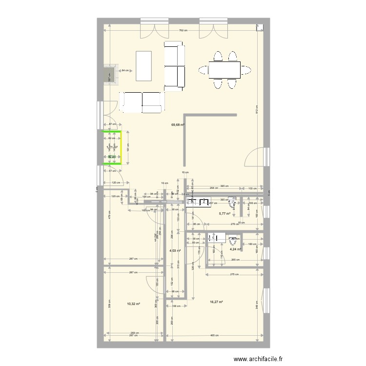 plan maison complet avec meuble variante SALON. Plan de 7 pièces et 112 m2