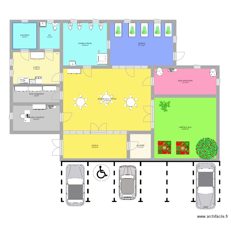 creche. Plan de 0 pièce et 0 m2