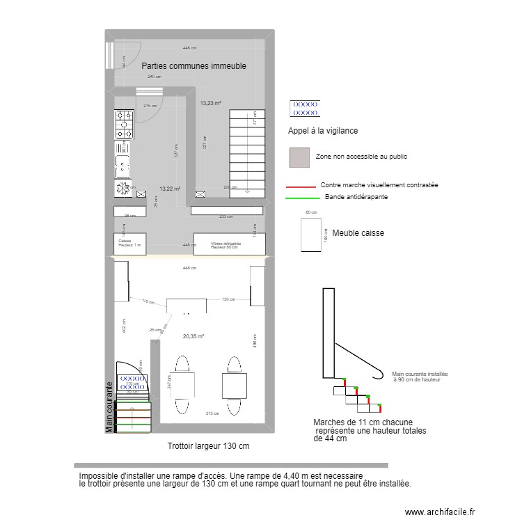 AH L'ITALIE. Plan de 3 pièces et 47 m2