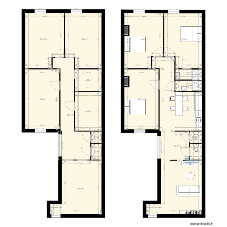 22 saint vincent. Plan de 17 pièces et 195 m2