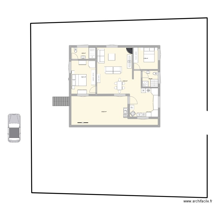 bn 1. Plan de 6 pièces et 106 m2