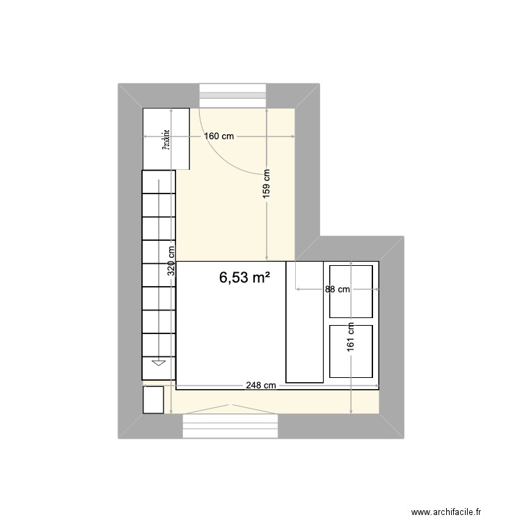 Chambre bebe. Plan de 1 pièce et 7 m2