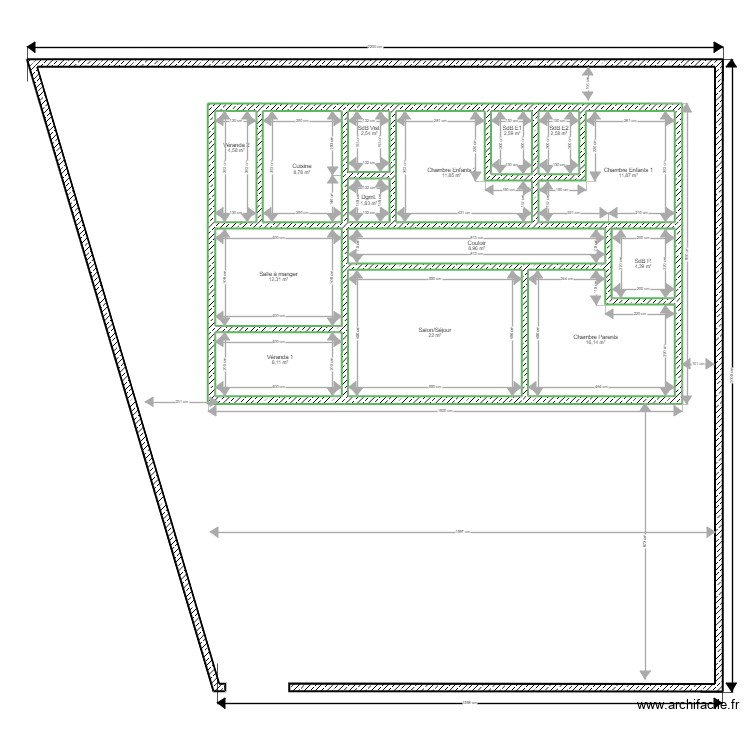 Plan Maison 3 Ch V1. Plan de 0 pièce et 0 m2