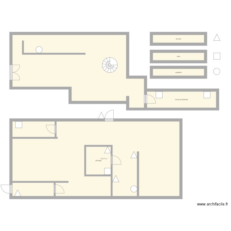 eiischer brasserie. Plan de 9 pièces et 183 m2