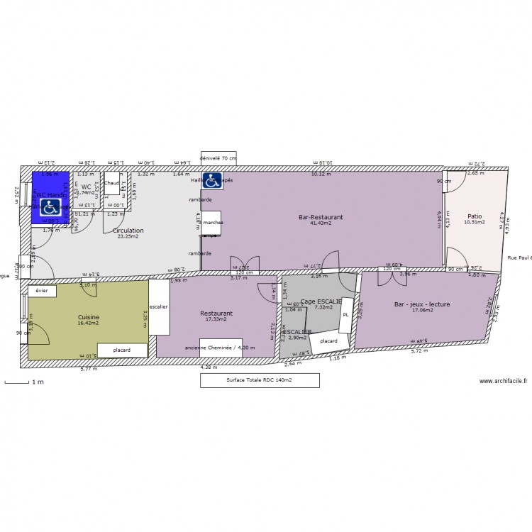 WC handicapé. Plan de 0 pièce et 0 m2