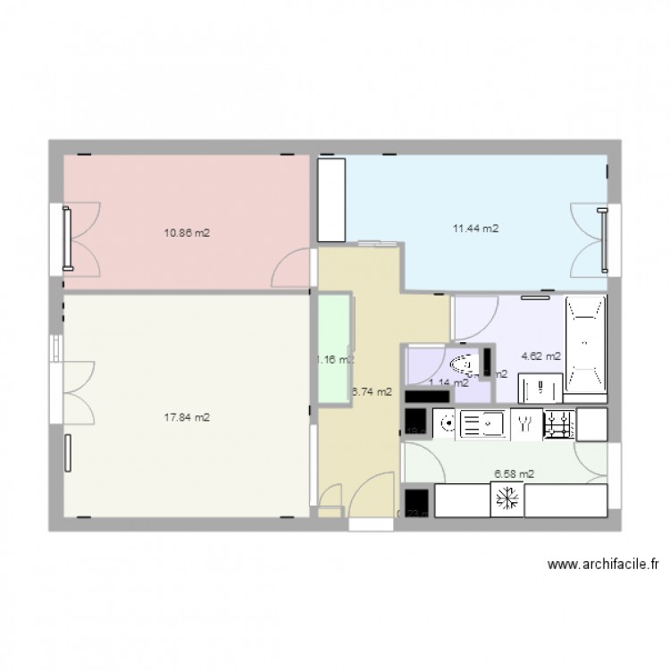 plan appartement 61 m2